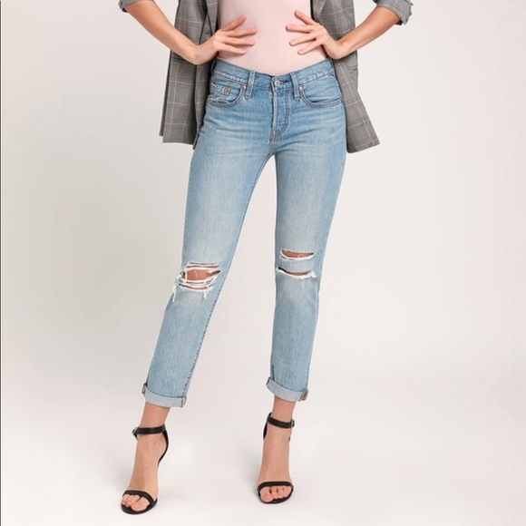 Levi's Denim - NWT Levi’s 501 Taper Light Wash Distressed Jeans